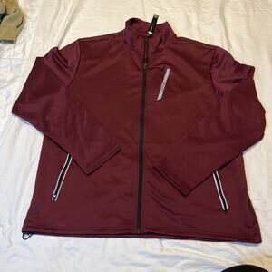 Mofiz Mens Jacket Lightweight Full Zip Burgundy Size 2XL
